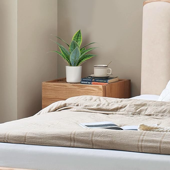 Artificial Fake Snake Plant Potted Tropical Faux Sansevieria Trifasciata Plants in White Plastic Pots Perfect for Indoor Home Decor Modern Living Room Office Housewarming Gift,Light Green 102