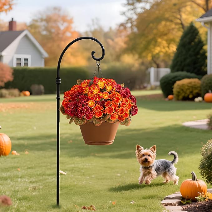 Fake Fall Flowers Artificial for Outdoors Decoration, 6 Bundles Faux Geranium Silk Flower Outside UV Resistant No Fade Artificial Floral for Home Garden Balcony Indoor Table Centerpieces Decor