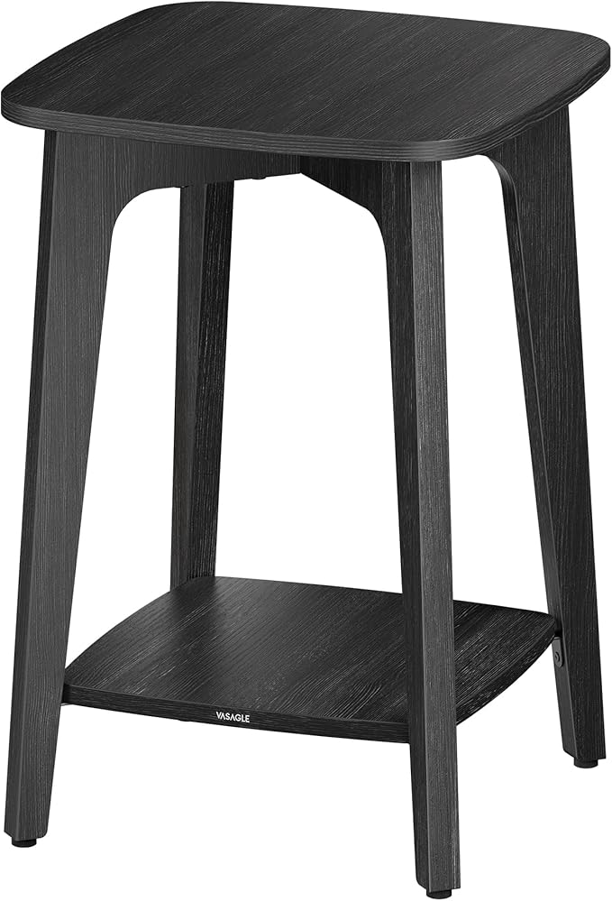 VASAGLE MAEZO Collection - Side Table, 2-Tier Small Square End Table, Nightstand with Tapered Legs, Curved Transitions, for Small Spaces, Living Room, Bedroom, Charcoal Gray ULET236B01