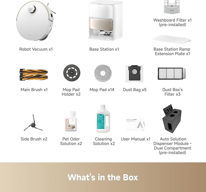 Mova V50 Ultra Complete Robot Vacuum and Mop Self-Cleaning, 24,000 Pa Suction, Liftable Navigation with Obstacle Overcoming and Warm Water Mopping with DuoSolution System Designed for Pets