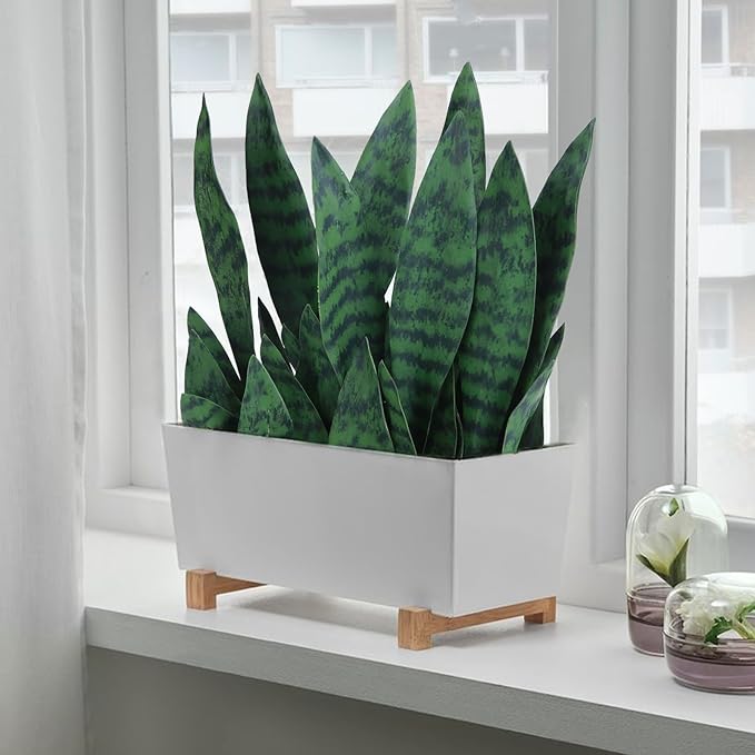 summer flower 10pcs Fake Snake Plants Leaves Set 15inch Artificial Small Sansevieria Leaves Faux Snake Plant Stems for Home Office Indoor Room Decor Desk DIY Outdoor Front Porch DIY Decorations