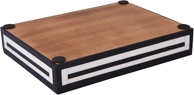 Handicrafts Home Decorative Storage Box with Lid- 6x8x1.5” Small Keepsake, Trinket Box, Memory Box- Decorative Boxes for Home Decor, Centre Table, Giftable Storage Accent- Concentric - Black White