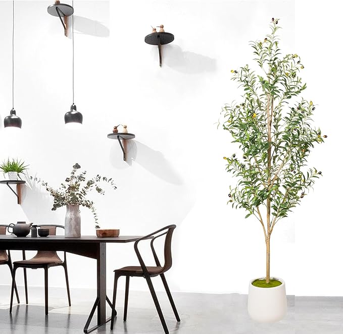 Phimos Artificial Olive Tree with Planter Pot Large Faux Olive Branches and Fruits Artificial Tree for Modern Home Office Living Room Floor Decor Indoor (6FT)