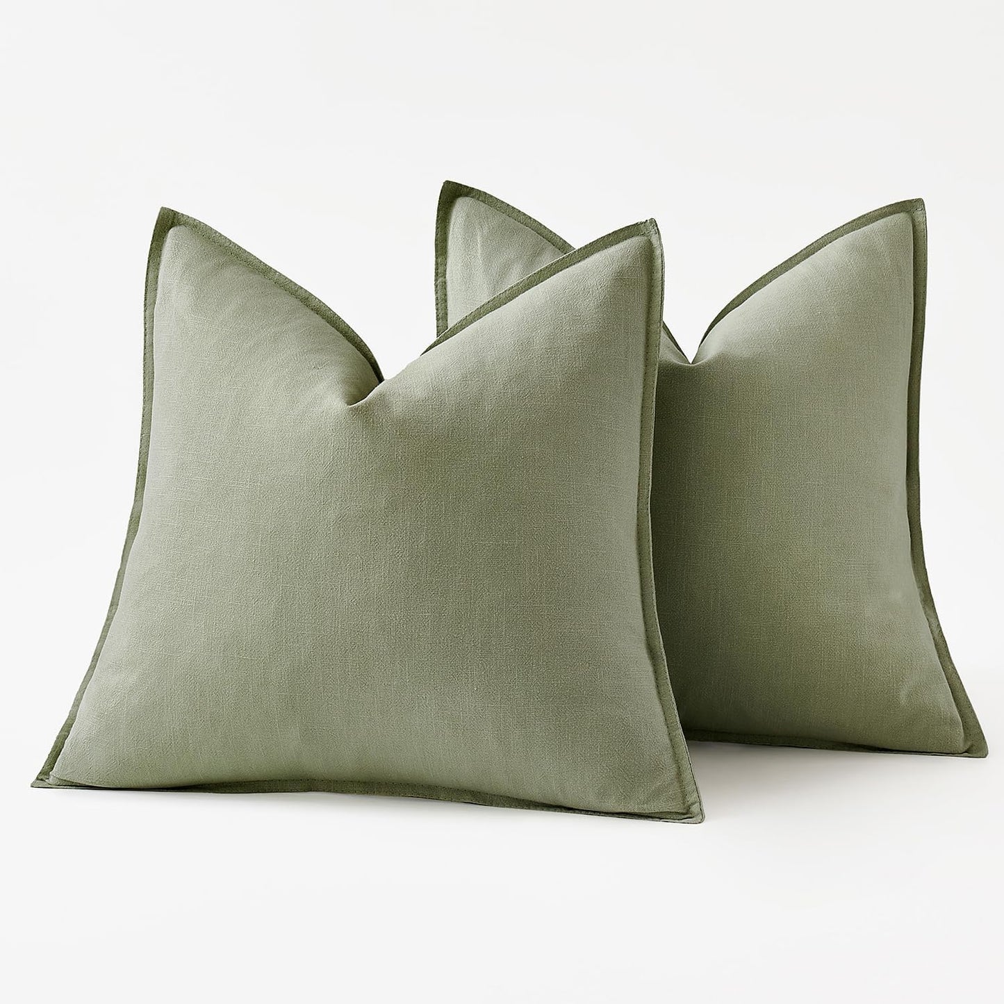 MIULEE Decorative Linen Euro Sham Pillow Covers 26x26 Sage Green Boho FarmhouseNeutral Couch Throw Pillows for Bed Pack of 2 Accent Modern Pillowcase Summer Sofa Livingroom Home Decor