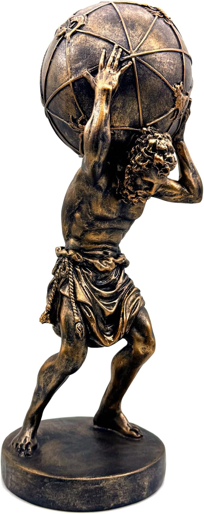 Bronze Greek Atlas Holding World Statue Large Sculpture Figurine Home Office Living Room Desktop Display Decor Decorative Decoration 16.5 Inch