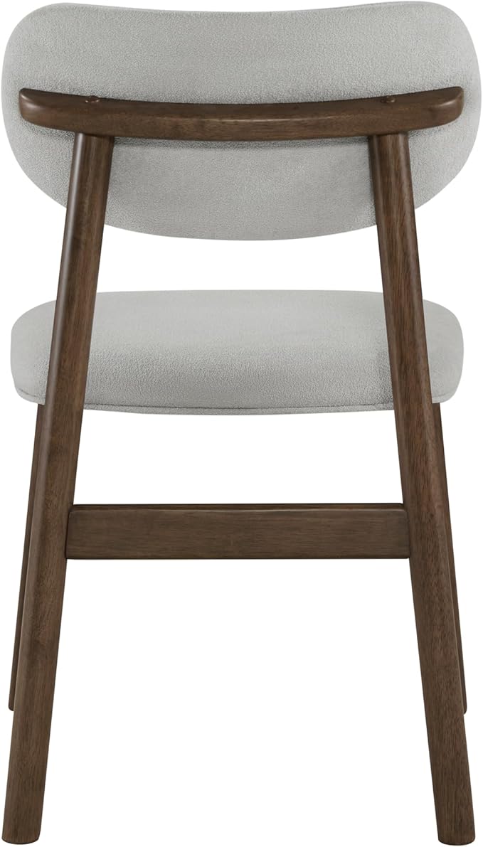 CHITA Upholstered Dining Chairs Set of 2, Mid Century Modern Kitchen & Dining Room Chairs, Solid Wood Frame in Walnut, Chenille Fabric in Silver (Gray)