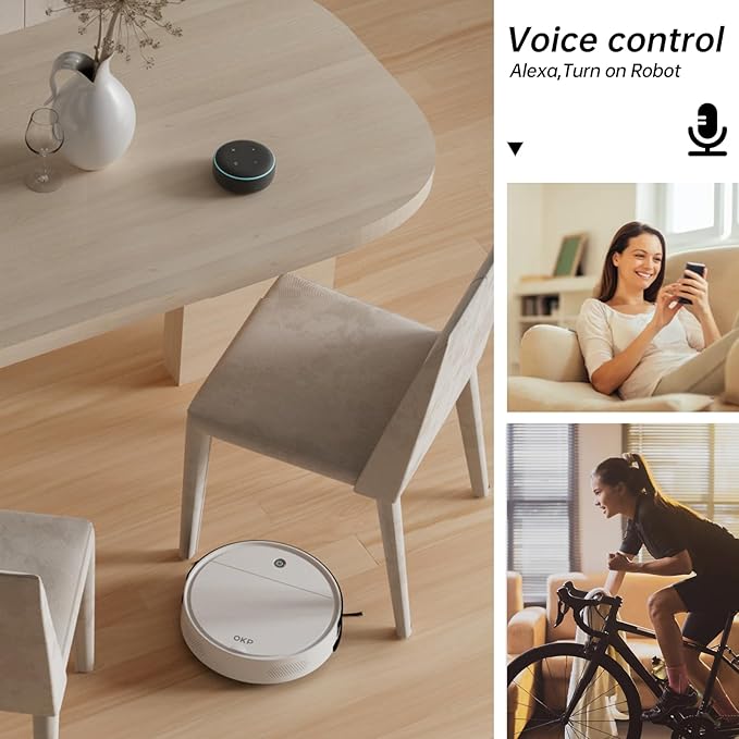 OKP Life Robot Vacuum and Mop K5P Pro 2-in-1, 5000Pa Suction Robot Vacuum Cleaner, Self-Recharging, Wi-Fi/APP/Alexa/Remote Control, Ideal for Hard Floors & Pet Hair