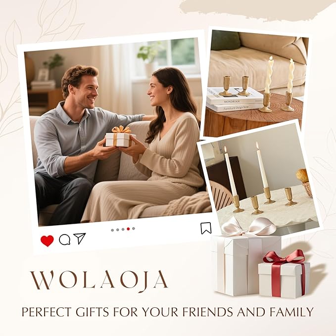 Candle Sticks Holder Decor, Set of 4 Vintage Gold Candle Holders, Modern Decorative Tapered Candlestick Holders Centerpiece for Dining Table Centerpiece, Wedding, Party Decor