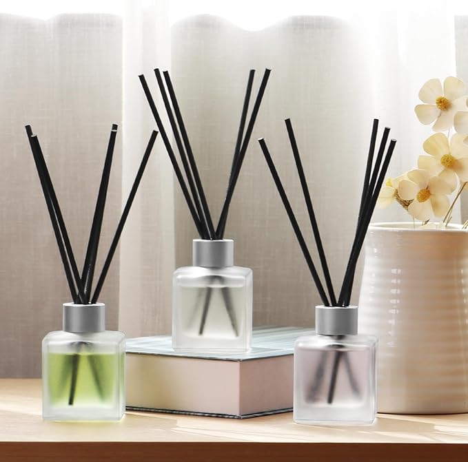 3-Pack Reed Diffuser, Jasmine White Tea/Lily/Peony Scented Oil, Flower Aroma Essential Oil with Diffuser Sticks, Long Lasting Bathroom Air Freshener, Home Fragrance for Room Decor