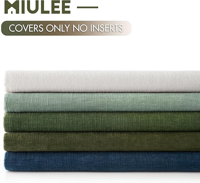 MIULEE Greyish Green Couch Pillow Covers 18x18 Inch, Set of 2 Soft Chenille Decorative Square Throw Pillow Covers Summer Farmhouse for Sofa Living Room Bed