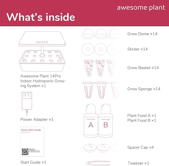 14Pro Hydroponics Growing System Kit (14 Pods), Large Indoor Herb Garden Kit with 5L Watertank, LED Grow Light, Perfect Hydroponic Gardening Gifts, Adjustable Height Up to 18.7", Black