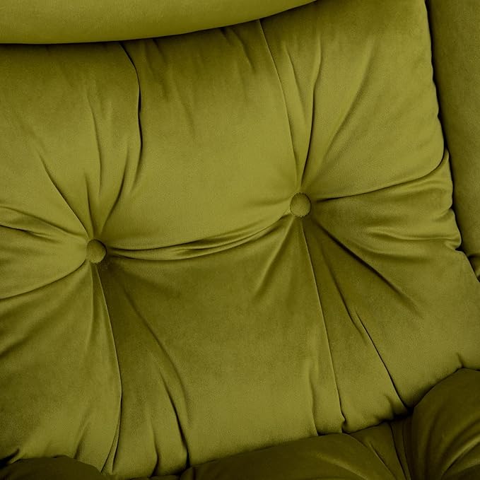 HollyHOME Modern Fabric Large Lazy Chair, Accent Oversized Comfy Reading Chair, Thick Padded Cozy Lounge Chair with Armrest, Steel Frame Leisure Sofa Chair for Living Room, Bedroom, Dorm, Army Green