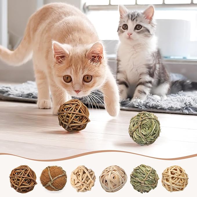 Set of 6 Decorative Balls for Bowls,2.8 inch Wicker Rattan Balls Decorative Orbs,vase fillers for centerpieces,Bowl fillers for Home Decor