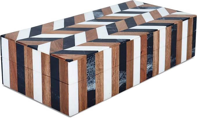 Handicrafts Home Handmade Decorative Storage Box with Lid- Jewelry Storage, Memory Keepsake, Gift Box for Women, Marquet Cosmo Pattern, Resin Inlay & Wood-Modern Decor Cajas Organizadora-10X4.5X2.5 In