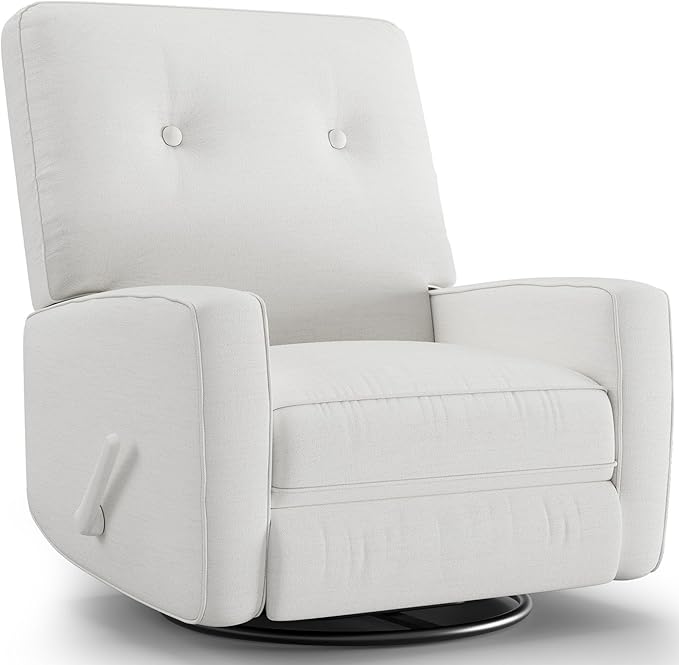 Oversized Recliner Chairs, Swivel Rocker Recline, Glider Recliner Nursery Chair, Recliner Chair for Adults, 360°Swivel Glider Rocking Chair for Living Room, Bedroom, Office, RV, Linen, White