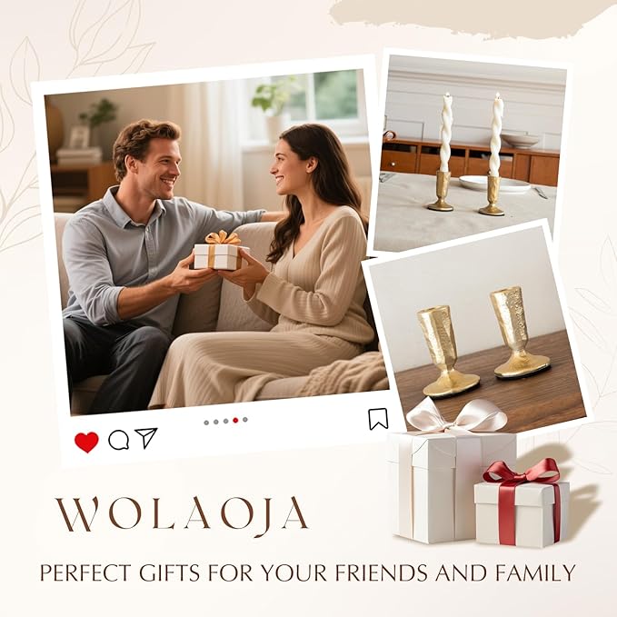 Candle Sticks Holder Decor, Set of 2 Vintage Gold Candle Holders, Modern Decorative Tapered Candlestick Holders Centerpiece for Dining Table Centerpiece, Wedding, Party Decor