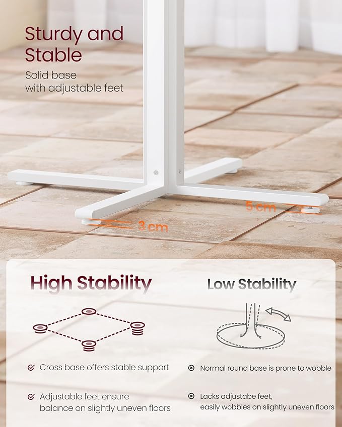 VASAGLE Dining Table, Small Round Kitchen Table for 4 People, 31.5 x 29.4 Inches, for Dining Room, Living Room, Farmhouse, Water-Resistant, Snow White UKDT082W01V1