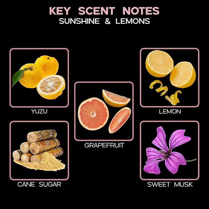 LOVSPA Reed Diffuser Set, Sunshine & Lemons Scented Oil Diffuser with Sticks, Home Fragrance Accessories for Bathroom Shelf Decor, Aroma Diffusers for Home or Office Desk, USA Made