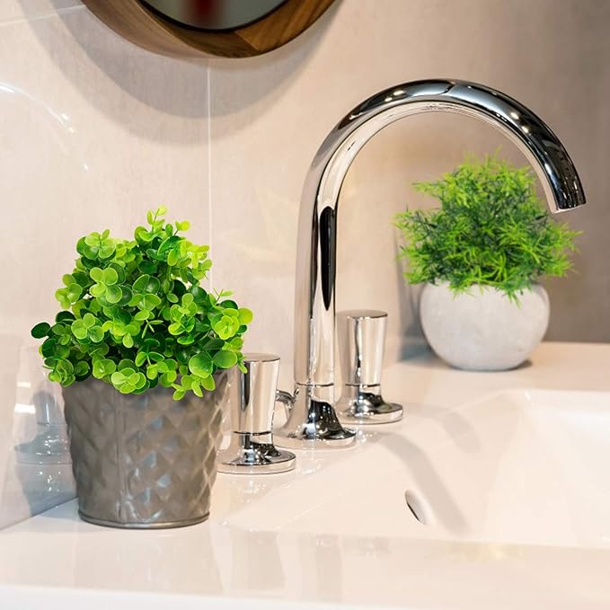 Ouddy Decor 6 Bundles Artificial Greenery Stems Mixed Fake Plastic Plants Eucalyptus Rosemary Faux Magnolia for Outdoor Indoor Garden Home Window Box Decor