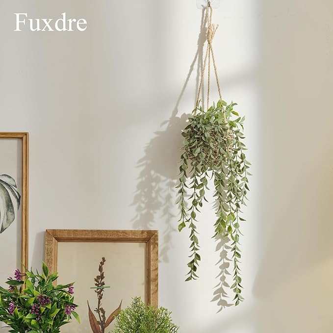 3 Pack Mini Artificial Hanging Greenary Fake Hanging Plants in Basket for Wall Living Room Decor Bathroom Shelf Home Indoor