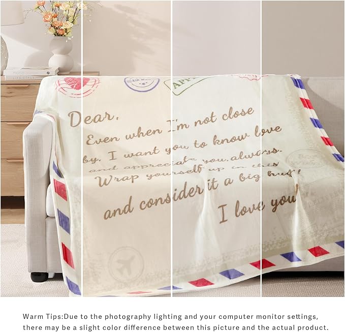 Geniospin Airmail Throw Blanket, Gift for Women/Teenage Girls/Daughter/Son/Grandma, Super Soft Flannel Throw Blanket for Christmas for Couch Bed Sofa, Warm and Cozy