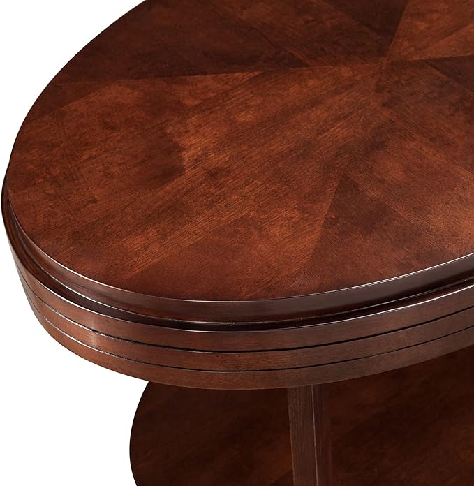 Leick Home 10109-CH Oval Small Coffee Table with Shelf, Chocolate Cherry