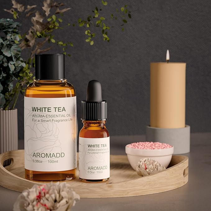 Aromadd Hotel Scents Diffuser Oil White Tea, Luxury Essential Oils for Waterless Diffuser, Aromatherapy Hotel Diffuser Oil for Home & Office, Long-Lasting - 3.38 fl oz (100 mL)