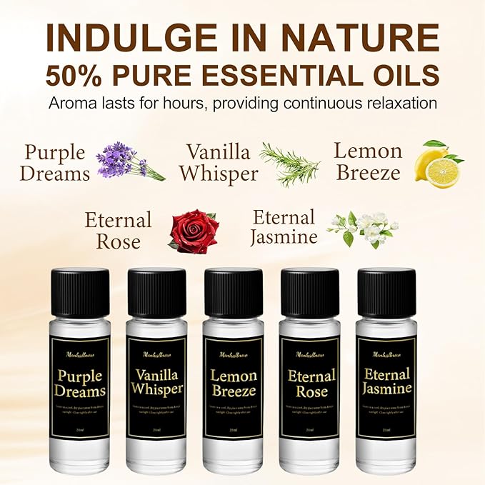 Waterless Scent Diffuser Starter Kit - 1000 Sq Ft Coverage, Premium Essential Oil Diffuser for Home, Hotel & Office, 5 Essential Oils Included, Remote Control, Black