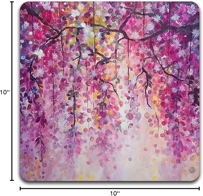 Colorful Watercolor Flowers Square Coaster Set - Made of Recycled Rubber - Set of 4