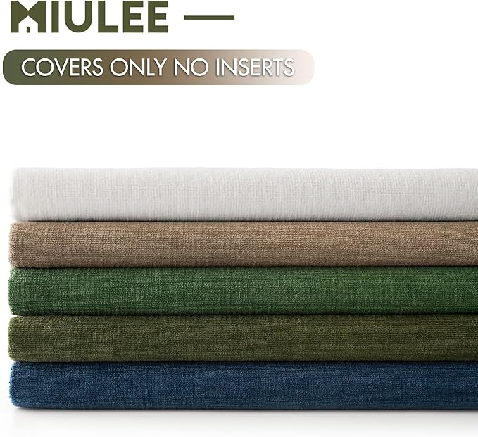 MIULEE Moss Green Couch Pillow Covers 20x20 Inch, Set of 2 Soft Chenille Decorative Square Throw Pillow Covers Farmhouse for Sofa Living Room Bed