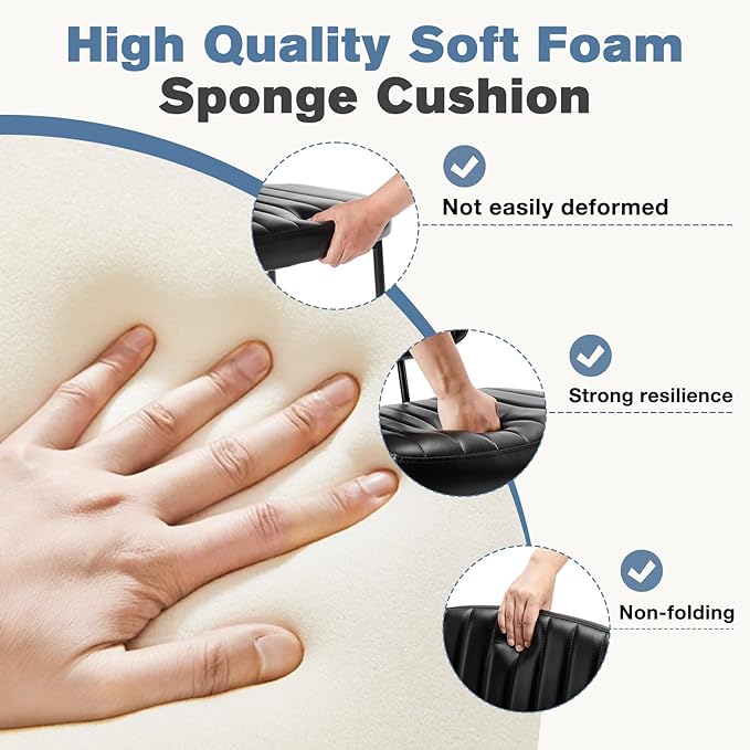 DUMOS Dining Chairs Set of 2, Upholstered Mid-Century PU Leather Accent Chair with Backrest and Metal Legs for Kitchen, Living Room, Black