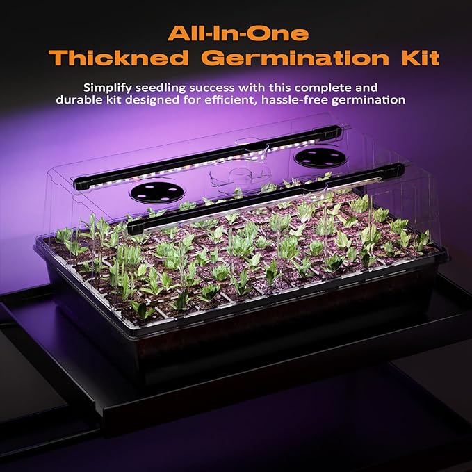 120-Cell Self-Watering Seed Starter Tray with Grow Light, Seed Starter Kit with 4.07” Humidity Dome, Indoor Seedling Starter Tray, Seed Starting Trays for Plant Germination, Seeds Growing