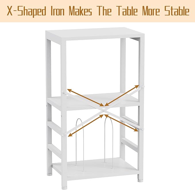 End Table with LED Light,Record Player Stand with Albums Storage,Vinyl Records Storage,Turntable Stand Side Table for Music Room Studio Living Room Bedroom-Rustic White