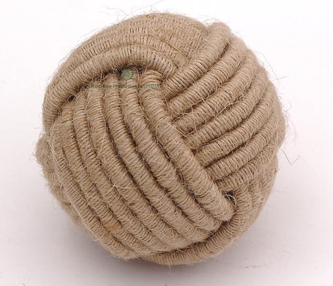5pc Nautical Rope Balls – 2.5 Inch Each – Handmade Jute and Cotton Decorative Knots – for Rustic Tray Fillers, Wedding Centerpieces, Beach House or Living Room Decor Display