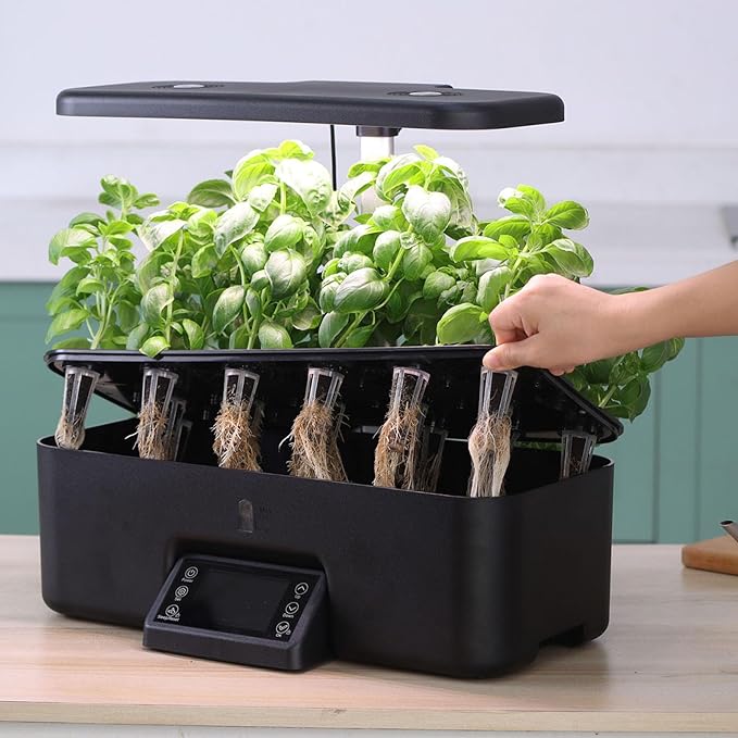 Indoor Gardening 17 Pods Hydroponics Growing System Kit Smart Lighting Setting, Herb Garden Planter with Full Spectrum Grow Light Provides Year Round Harvest - Black