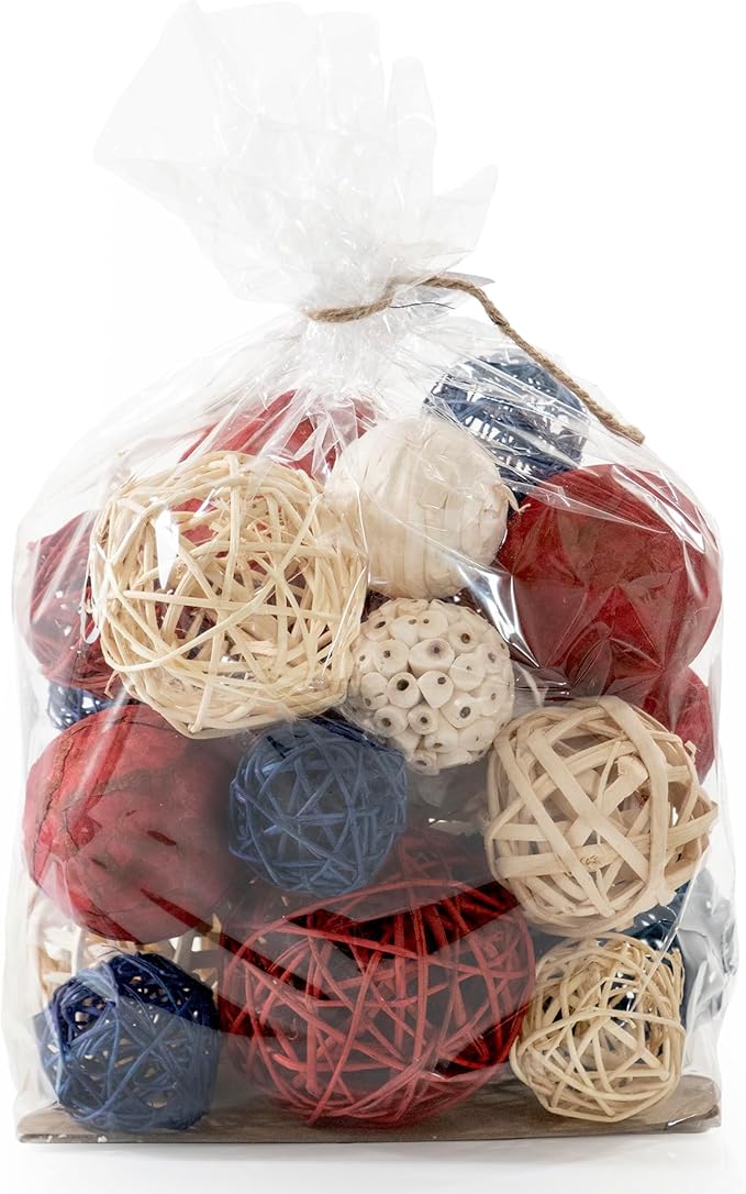 ANDALUCA American Flag Decorative 4th of July Vase Filler Bag with Orbs, Decorative Balls (Red, White & Blue)