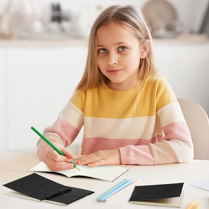 Thenshop 150 Pack Mini Notebooks Bulk Small Notepad Unlined Journals Pocket Blank Sketchbooks Kids Students Gifts Back to School Supplies 4 x 4 Inch 24 Sheets(Black)