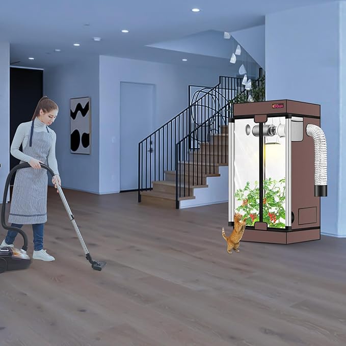 ATOUR 2x2 Grow Tent, 24"x24"x55''High Reflective Mylar 1680D Hydroponic Grow Tents, Waterproof Grow Tent with Double Cleart Observation Door and Floor Tray, for Indoor Plant Growing