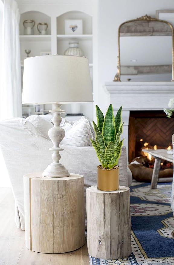 Artificial Potted Plant, Fake Snake Plant in Gold Pot 17.3 inch Faux Sansevieria Trifasciata Artificial Plants Indoor with Pot for Home Office Living Room Indoor Outdoor Decor