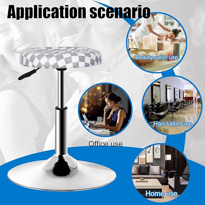 QiCheng&LYS Round Modern Bar Stool Height Adjustable 360 Swivel Stool,for Home Office Kitchen Barbershop bar (White Grid