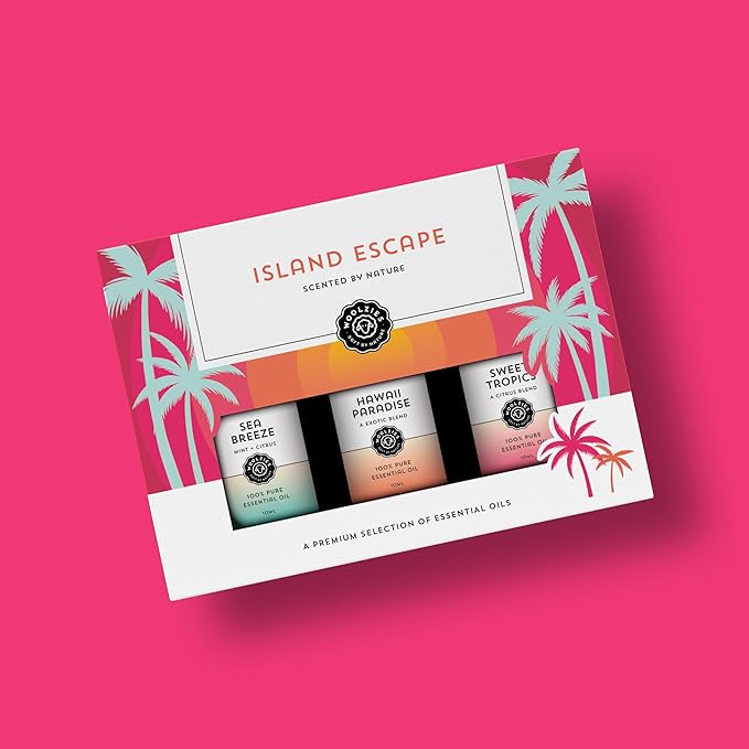 Island Escape Essential Oil Set - 3 Exotic Blends for Aromatherapy Diffuser and Relaxation - 10 ML