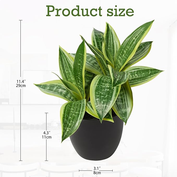 DILATATA Fake Snake Plant 11 Inch Small Potted Good Luck Plant Artificial Snake Plants Faux Mother in Law Tongue Sansevieria Plant - 20 Leaves Fake Laurentii for Indoor Outdoor Home Office Decor