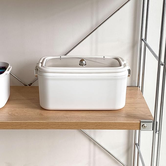 2 Pack Plastic Pencil Box with Lid, Plastic Large Home Office Supplies Storage Container for Desk, Marker Pen, Cards, Medicine, Crayons, School Stationery, White Art and Crafts Organizer