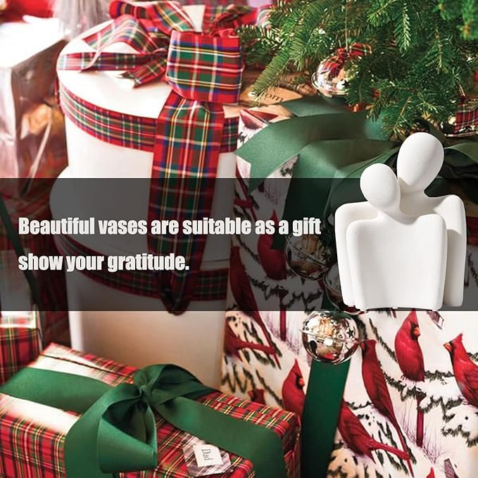 Hugging Couple Statues Ceramic Lover Figurine Characters Coffee Table Decor (White)