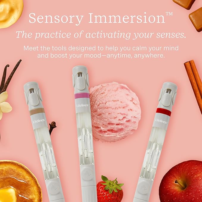 Lifelines Pen Diffuser Set, Apple Crisp - 1mm Black Ballpoint Pen with Scented Essential Oil Blend & 2 Ink Refills – Aromatherapy Diffuser & Sensory Immersion Diffuse Aroma As You Write