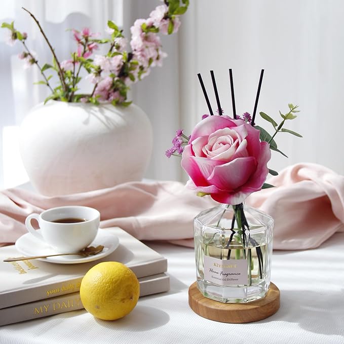 Reed Diffuser Set -8.4 fl oz Scent Diffuser with 6 Reed Sticks, Home Fragrance,Reed Diffuser for Bathroom Shelf Decor (Gardenia White Tea)