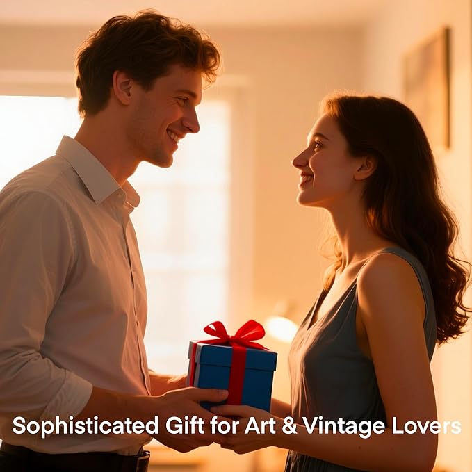 Mucha Style Vintage Floral Woman Coasters Set of 6 with Holder, Absorbent Ceramic Drink Coasters for Home, Office Gifts