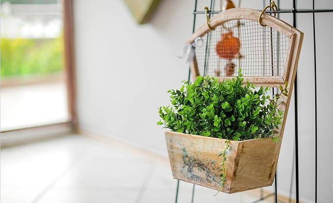 RECUTMS 12 Bundles Artificial Bushes Greenery Plants Stems Faux Shrubs Boxwood Plants Outdoor UV Resistant Fake Eucalyptus for Farmhouse Home Office Wedding Patio Backyard Indoor Outdoor Decor(Green)