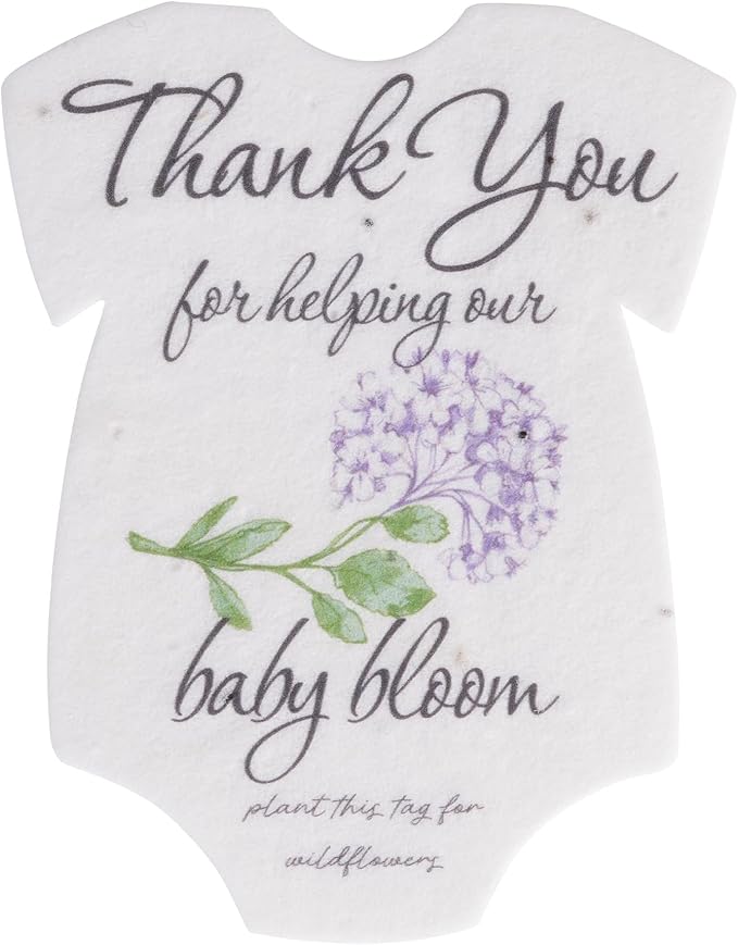 Plantable Onesie Seed Paper – 15 Hydrangea Baby Shower Favors for Guests with Wildflower Seeds, Baby Shower Gifts for Guest