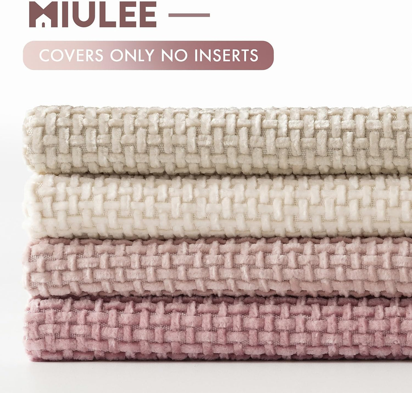 MIULEE Pack of 4 Couch Throw Pillow Covers 18x18 Inch Neutral Pink Cute Decorative Chenille Pillow Covers Farmhouse Boho Accent Cushion Covers for Coquette Room Decor Spring Sofa Bedroom Living Room